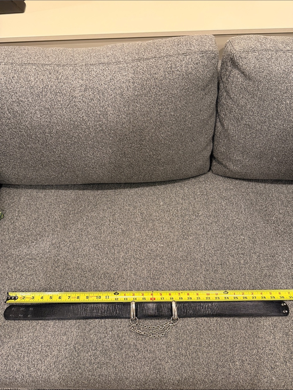 MONDI VINTAGE BLACK WAIST BELT WITH SILVER CHAIN ACCENT - Picture 8 of 10